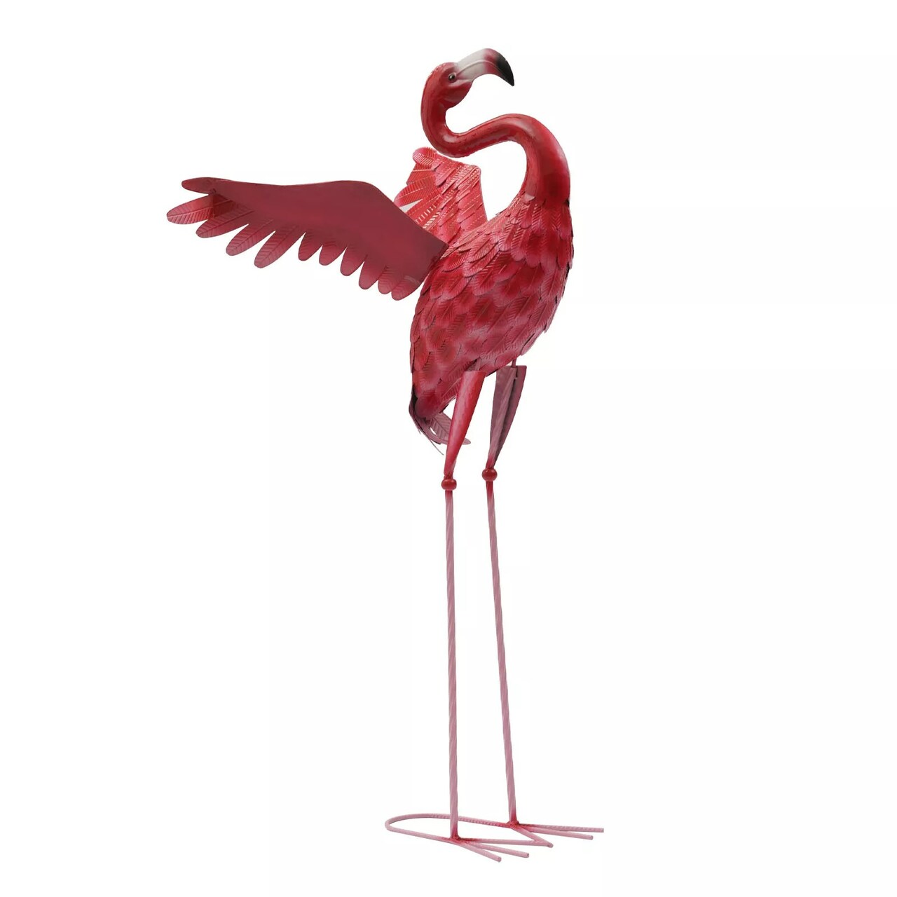 Gift Outdoor Yard Lawn Statue Metal Bird Pink&Red Flamingo Garden Sculpture